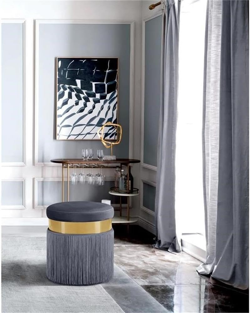 Round Velvet Storage Ottoman