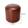 17 inch round ottoman with wood frame modern style in brown vegan faux leather 3