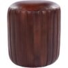 17 inch round ottoman with wood frame modern style in brown vegan faux leather 5