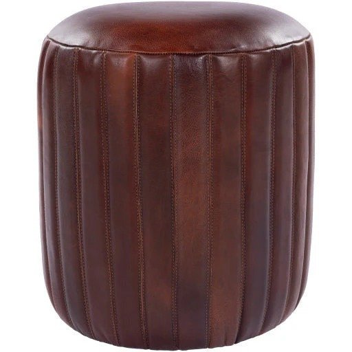17 inch round ottoman with wood frame modern style in brown vegan faux leather 5