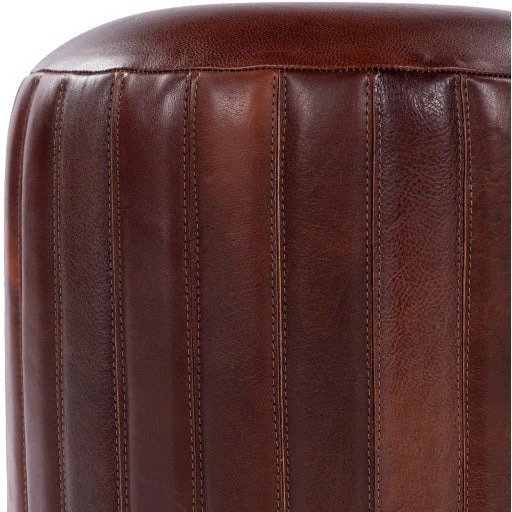 17 inch round ottoman with wood frame modern style in brown vegan faux leather 7