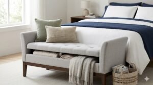 upholstered storage bench for bedroom