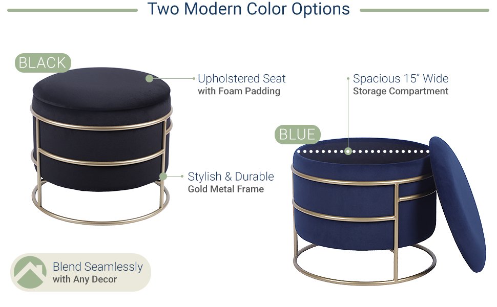 storage ottoman with durable wood frame