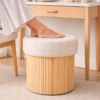 nordic solid wood slat storage ottoman round storage stool with bohemian patterned padded lid modern decorative footstool for living room and bedroom 2 nordic solid wood slat storage ottoman round storage stool with bohemian patterned padded lid modern decorative footstool for living room and bedroom 2