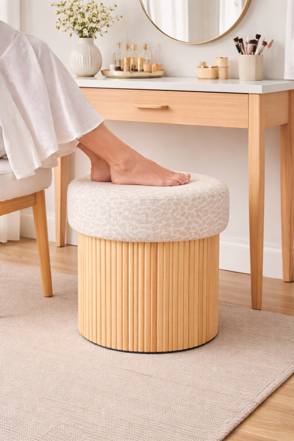 nordic solid wood slat storage ottoman round storage stool with bohemian patterned padded lid modern decorative footstool for living room and bedroom 2 nordic solid wood slat storage ottoman round storage stool with bohemian patterned padded lid modern decorative footstool for living room and bedroom 2