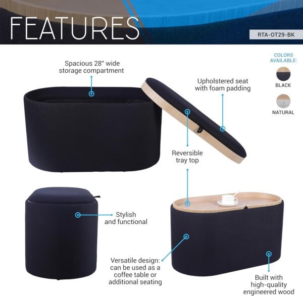 oval storage ottoman with tray lid wholesale multi functional bench 3