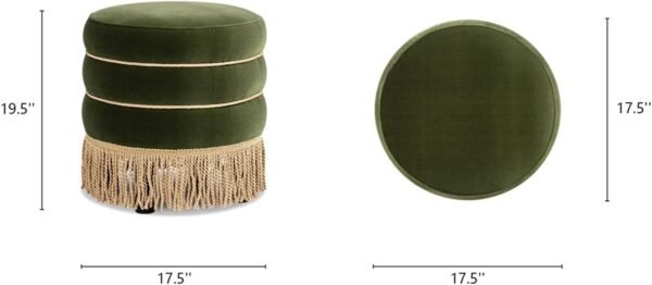 round upholstered ottoman stool with decorative fringe 17.5 inch velvet accent footstool for living room bedroom vanity or entryway 13 round upholstered ottoman stool with decorative fringe 17.5 inch velvet accent footstool for living room bedroom vanity or entryway 13