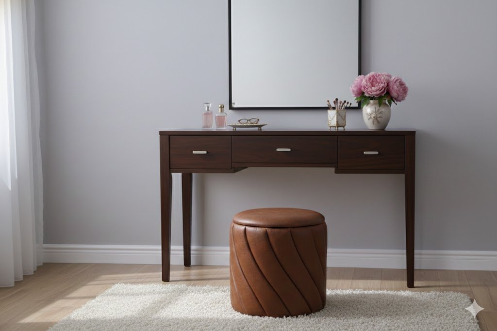 round-cognac-brown-faux-leather-footstool-wholesale-supplier