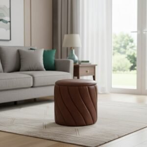 spiral-design-leather-pouf-with-internal-storage-compartment
