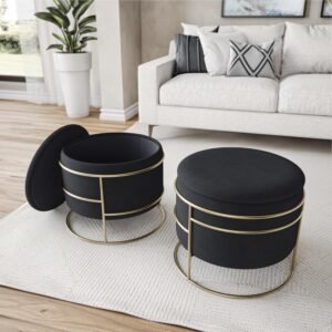 velvet ottoman with tassels