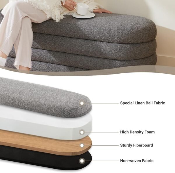 wholesale oval storage ottoman bench 49 inch seating 4