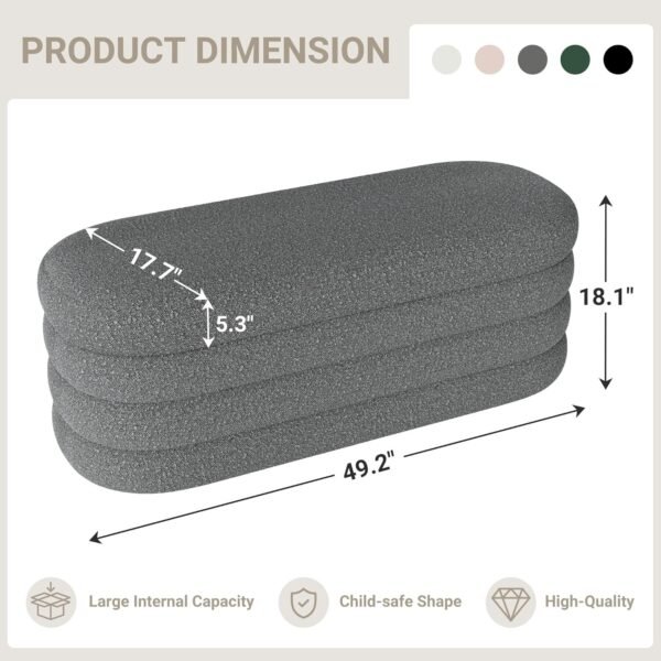 wholesale oval storage ottoman bench 49 inch seating 6