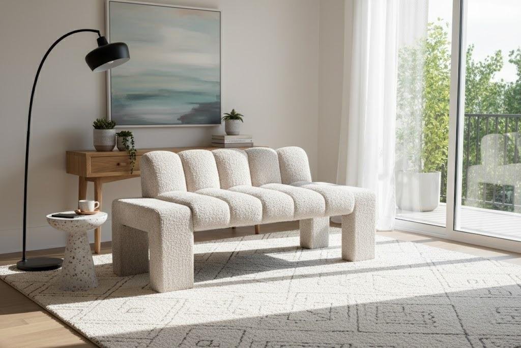 Boucle Sofa Bench with Backrest China Wholesale Furniture Suppliers