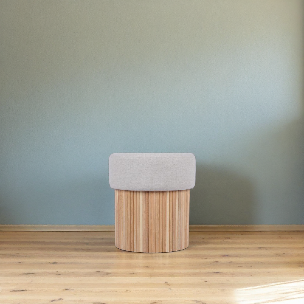 Sustainable Cork Slat Storage Ottoman