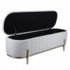 2026 trend design wholesale white velvet storage bench with gold legs fz victor 1