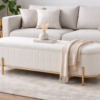 2026 trend design wholesale white velvet storage bench with gold legs fz victor 1
