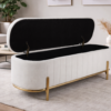 2026 trend design wholesale white velvet storage bench with gold legs fz victor