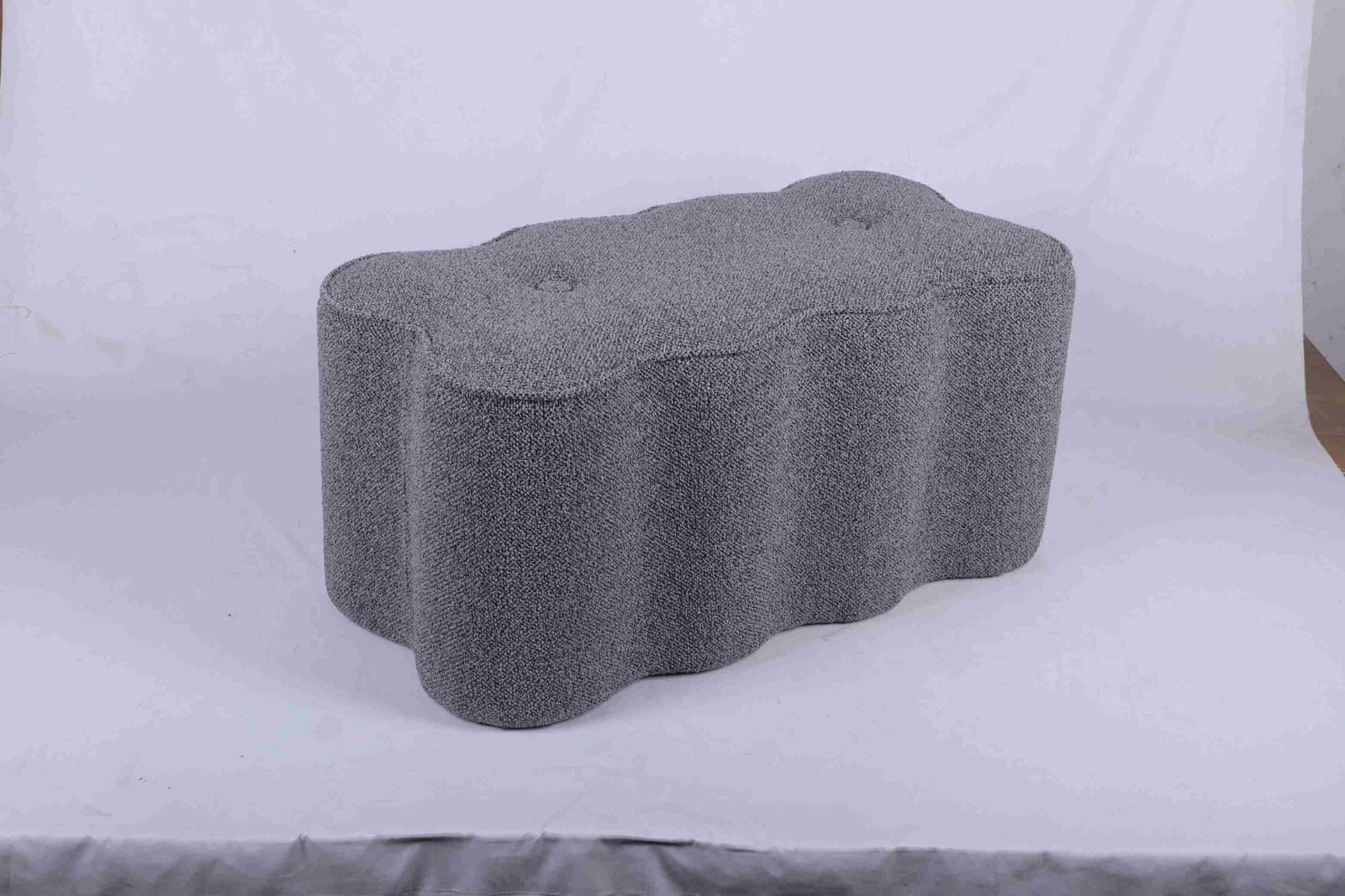 Minimalist-Boucle-Accent-Stool-in-High-End-Lounge-Area