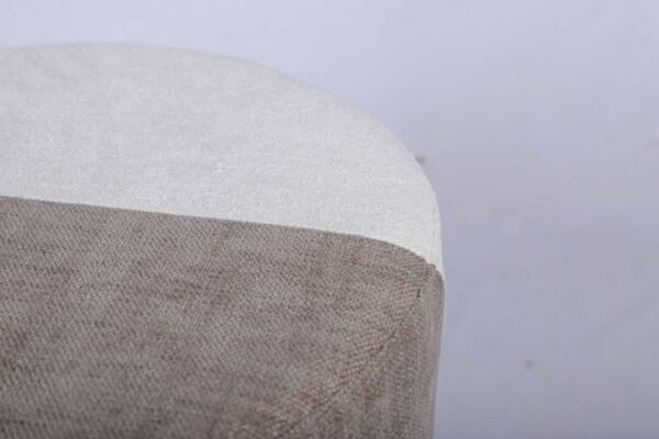 wo-Tone-Beige-and-Taupe-Geometric-Round-Stool-with-Solid-Wood-Plinth