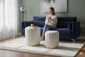 boucle pleated stool manufacturer 5 custom tray top ottomans 1