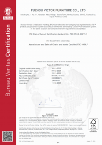 FSC Certificate Victor Furniture