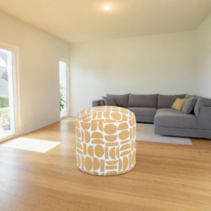 wholesale-round-ottoman-pouf-with-yellow-geometric-pattern-fabric
