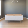 nordic oval storage bench ottoman with integrated tray and wooden legs 2