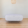 nordic oval storage bench ottoman with integrated tray and wooden legs 3