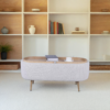 nordic oval storage bench ottoman with integrated tray and wooden legs 4