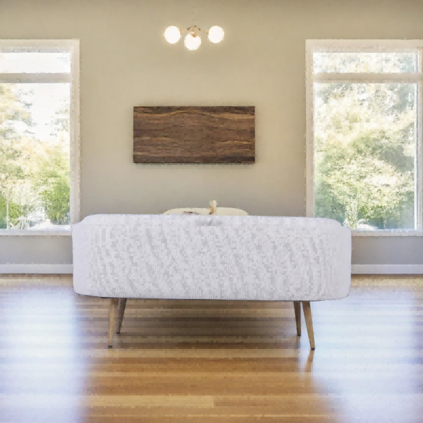 nordic oval storage bench ottoman with integrated tray and wooden legs 5