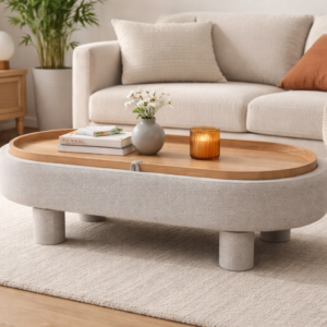 oval storage ottoman coffee table wholesale modern 2 in 1 design 1