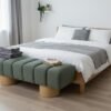 premium 2026 wholesale sage green kd solid wood leg bench modern upholstered ottoman