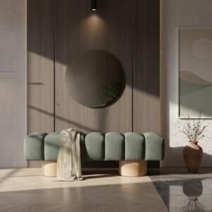 premium 2026 wholesale sage green kd solid wood leg bench modern upholstered ottoman 2