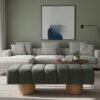 premium 2026 wholesale sage green kd solid wood leg bench modern upholstered ottoman 3