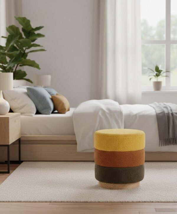 tiered boucle ottoman stool wholesale tri color modern footrest