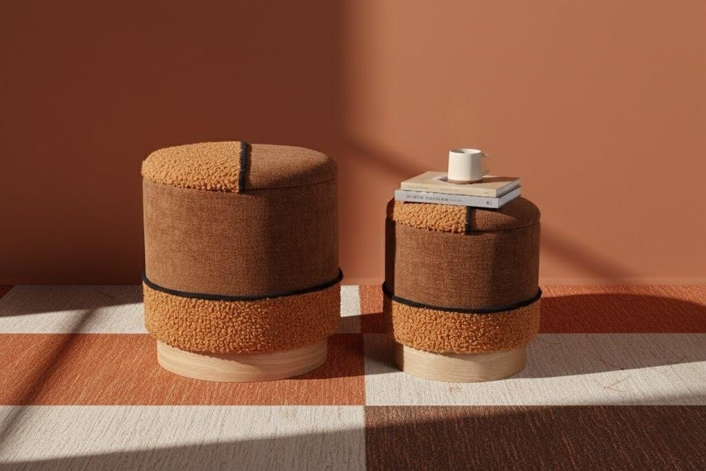 Wholesale nesting storage ottoman set with wood base