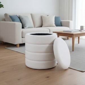 Spacious-Internal-Storage-Compartment-of-Round-Boucle-Stool