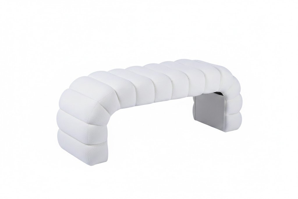 Modern white curved upholstered bench manufacturer
