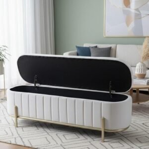 End of bed storage ottoman for blanket storage