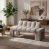 Contemporary minimalist boucle settee for living room