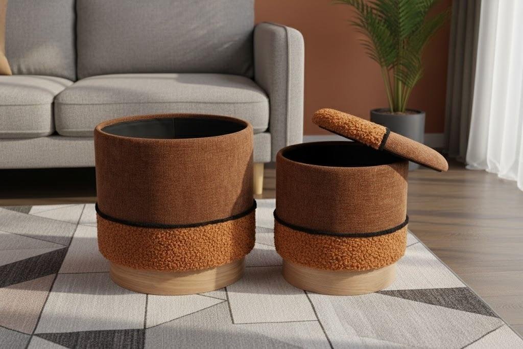 Modern living room accent seating set with bouclé texture