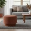 Modern round ottoman with ribbed pedestal base manufacturer