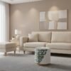 Modern white and grey split design accent ottoman