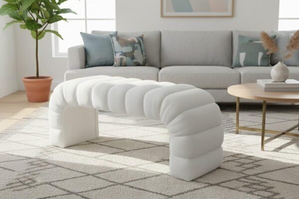wholesale curved upholstered bench 1 modern white ottoman 2