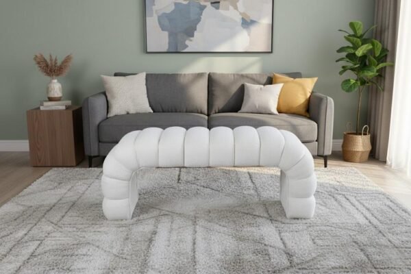 wholesale curved upholstered bench 1 modern white ottoman