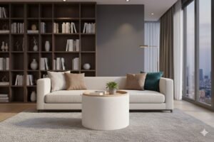 wholesale round boucle storage ottoman pouf