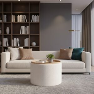 wholesale round boucle storage ottoman pouf