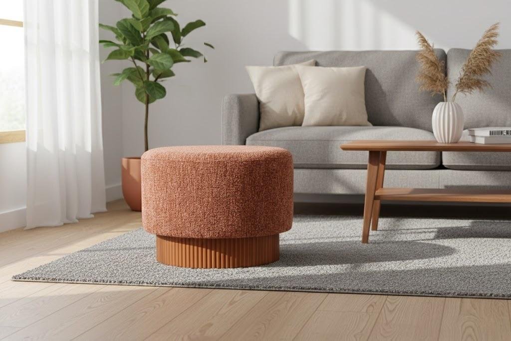 Stacked Cork Strip Ottoman Stool