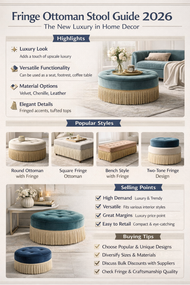 Wholesale fringe ottoman stool manufacturer China - Tassel round stool design 2026