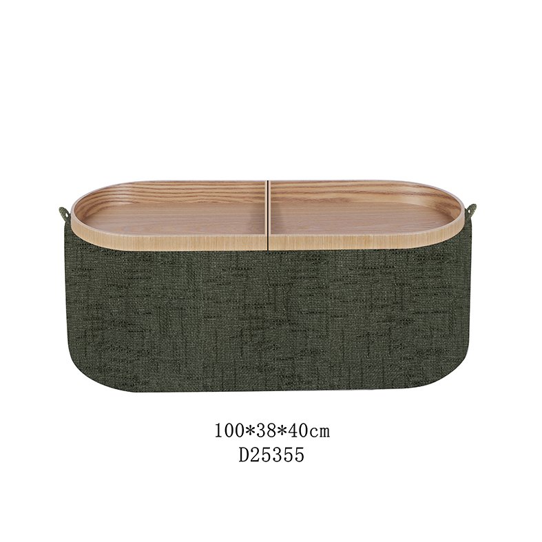 Modern mint green fabric storage ottoman with kiln-dried hardwood frame for hospitality and residential interior projects.